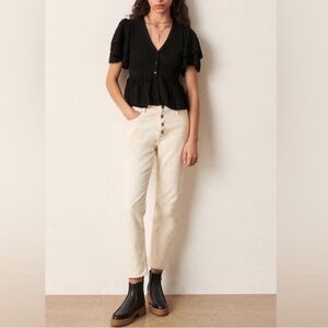 Ba&sh Acacio Pointelle Cardigan Blouse | Black | Size Medium | NWOT